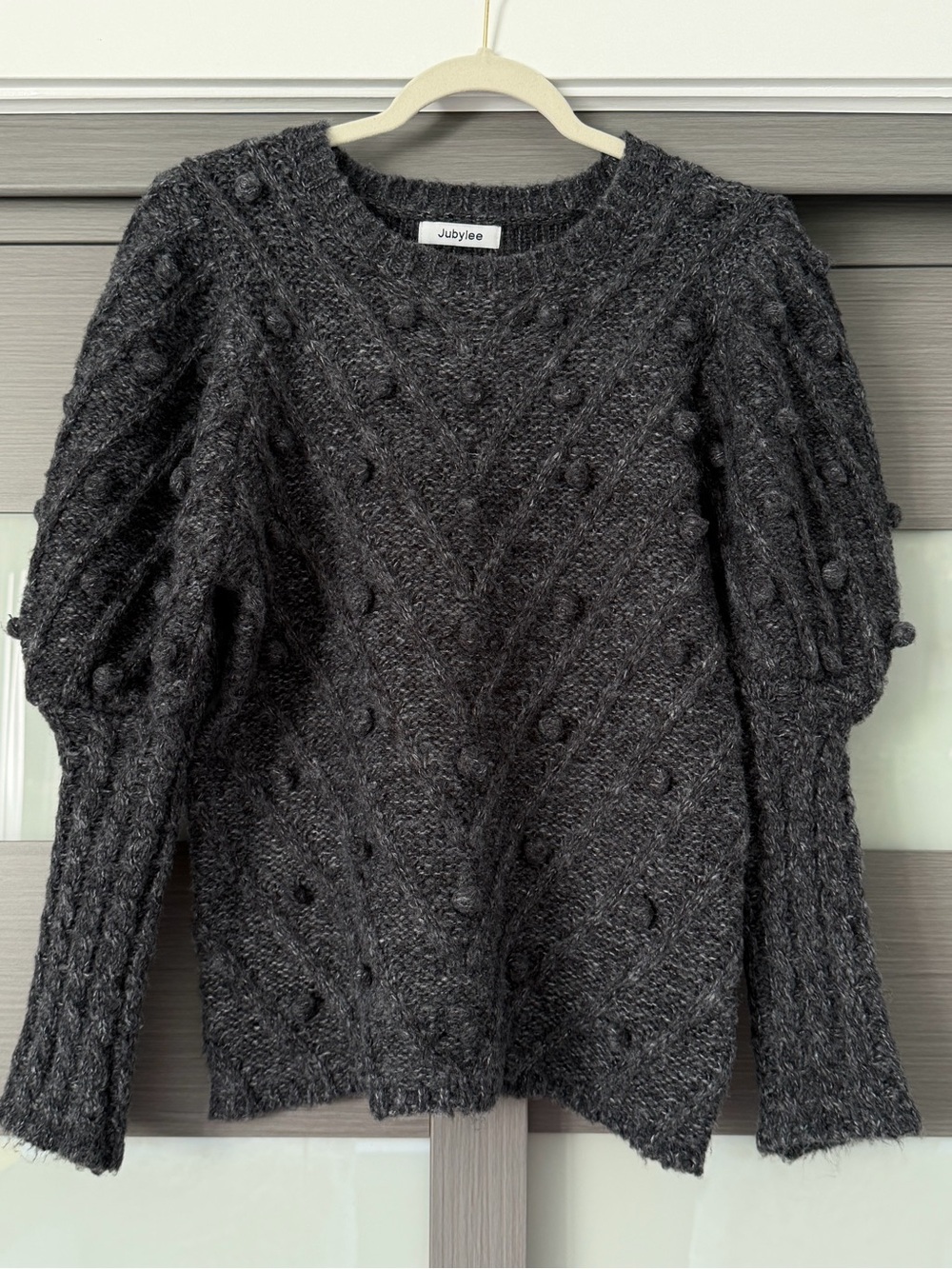 Women's Charcoal Knit Pom-Pom Sweater